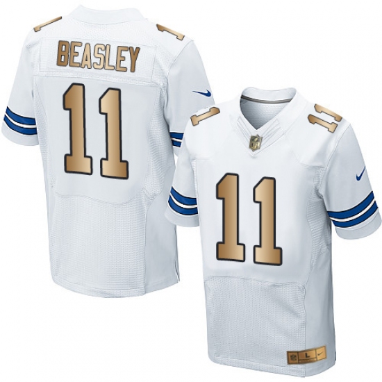 Men's Nike Dallas Cowboys 11 Cole Beasley Elite White/Gold NFL Jersey