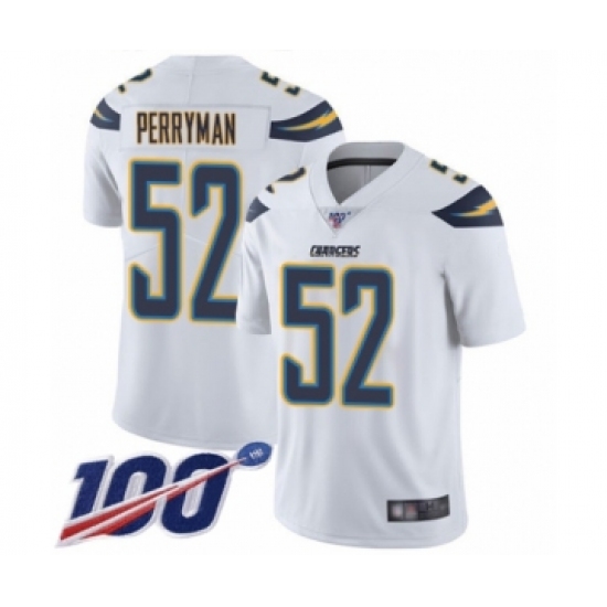 Men's Los Angeles Chargers 52 Denzel Perryman White Vapor Untouchable Limited Player 100th Season Football Jersey