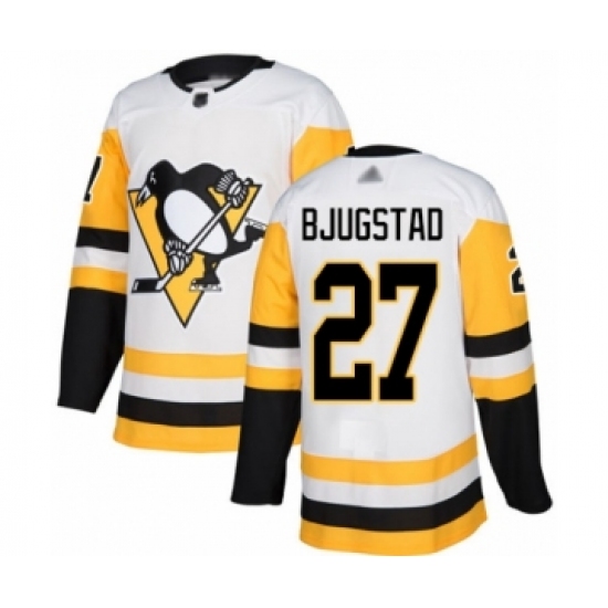 Men's Pittsburgh Penguins 27 Nick Bjugstad Authentic White Away Hockey Jersey