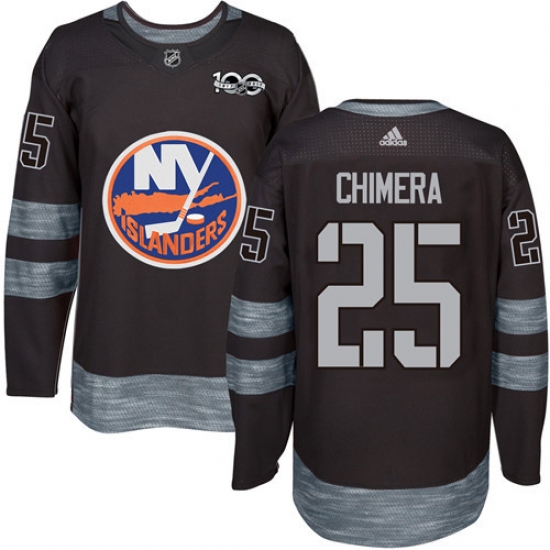 Men's Adidas New York Islanders 25 Jason Chimera Authentic Black 1917-2017 100th Anniversary NHL Jersey