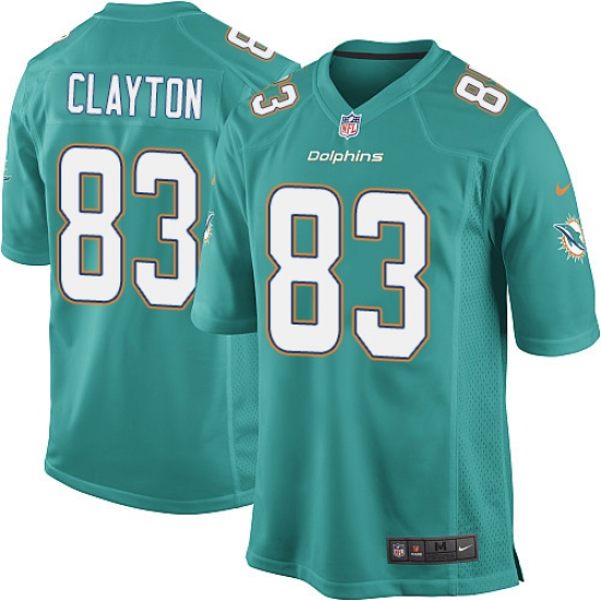 Youth Nike Miami Dolphins 83 Mark Clayton Game Aqua Green Team Color NFL Jersey