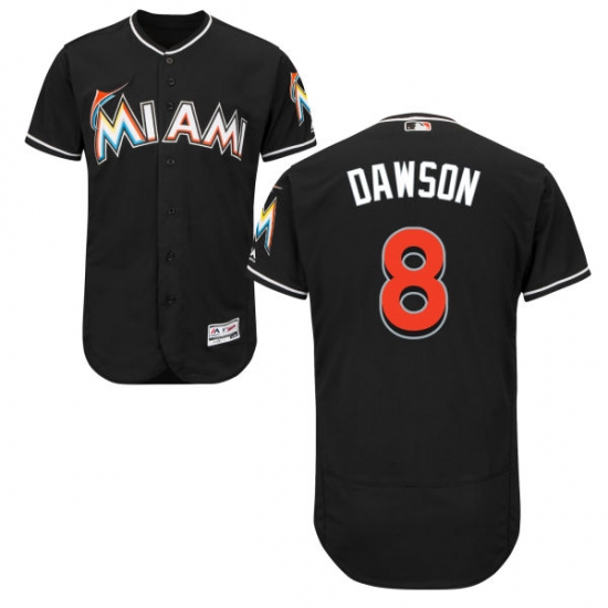 Men's Majestic Miami Marlins 8 Andre Dawson Black Alternate Flex Base Authentic Collection MLB Jersey