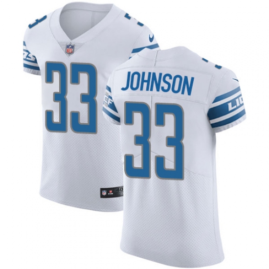 Nike Detroit Lions 33 Kerryon Johnson White Men's Stitched NFL Vapor Untouchable Elite Jersey
