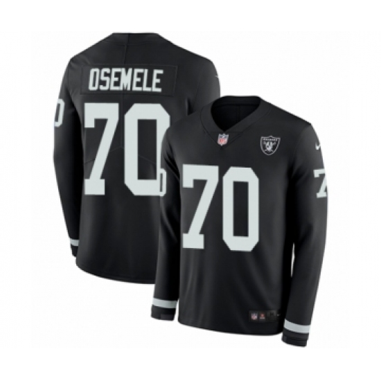 Youth Nike Oakland Raiders 70 Kelechi Osemele Limited Black Therma Long Sleeve NFL Jersey