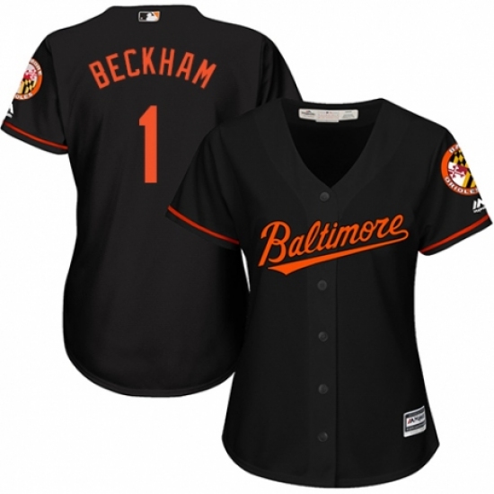 Women's Majestic Baltimore Orioles 1 Tim Beckham Replica Black Alternate Cool Base MLB Jersey