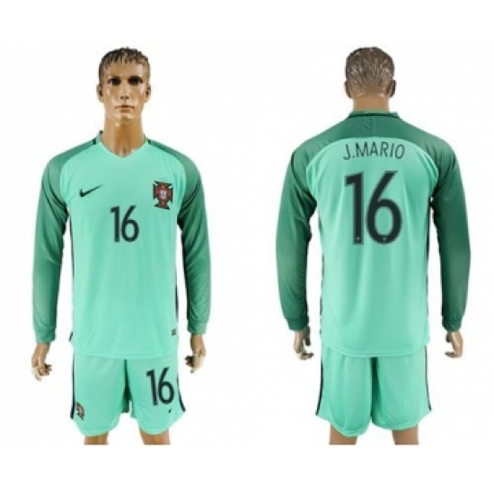 Portugal 16 J.Mario Away Long Sleeves Soccer Country Jersey