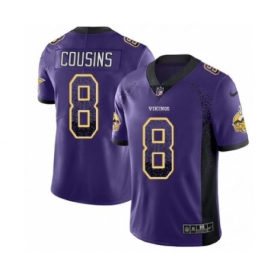 Men's Nike Minnesota Vikings 8 Kirk Cousins Limited Purple Rush Drift Fashion NFL Jersey