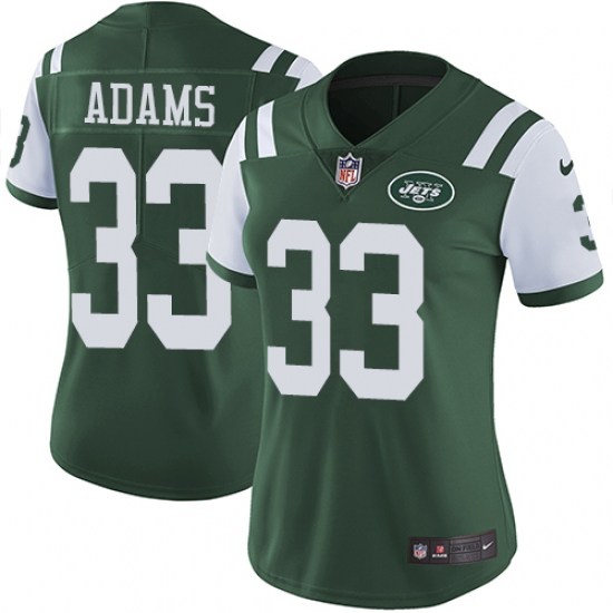 Women's Nike New York Jets 33 Jamal Adams Elite Green Team Color NFL Jersey