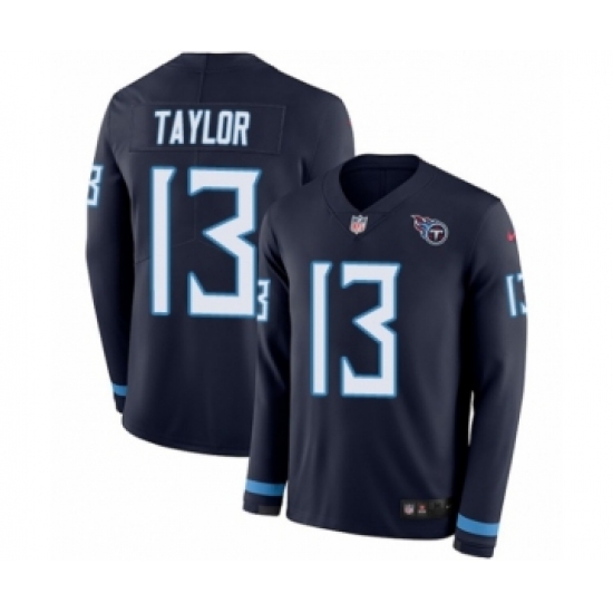Men's Nike Tennessee Titans 13 Taywan Taylor Limited Navy Blue Therma Long Sleeve NFL Jersey