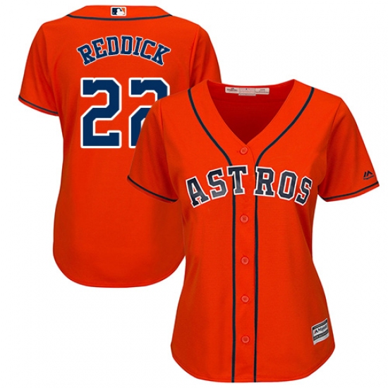Women's Majestic Houston Astros 22 Josh Reddick Authentic Orange Alternate Cool Base MLB Jersey