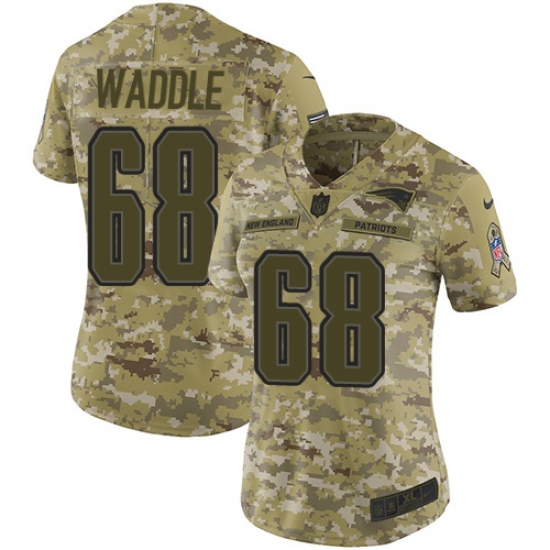 Women's Nike New England Patriots 68 LaAdrian Waddle Limited Camo 2018 Salute to Service NFL Jersey