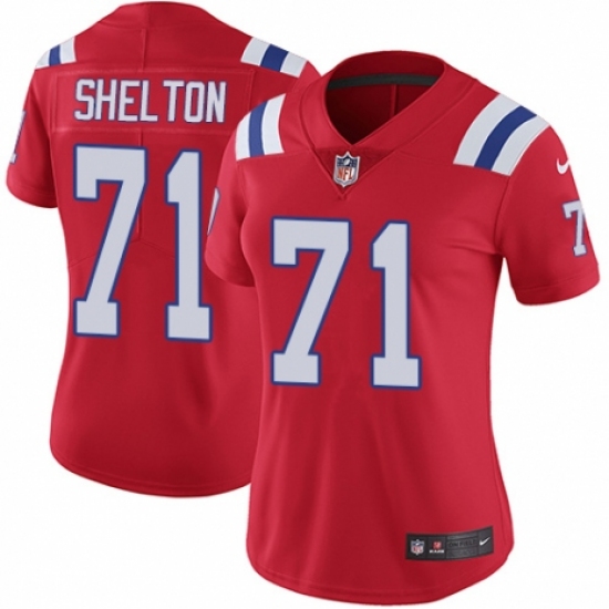 Women's Nike New England Patriots 71 Danny Shelton Red Alternate Vapor Untouchable Limited Player NFL Jersey