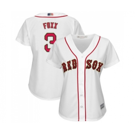 Women's Boston Red Sox 3 Jimmie Foxx Authentic White 2019 Gold Program Cool Base Baseball Jersey