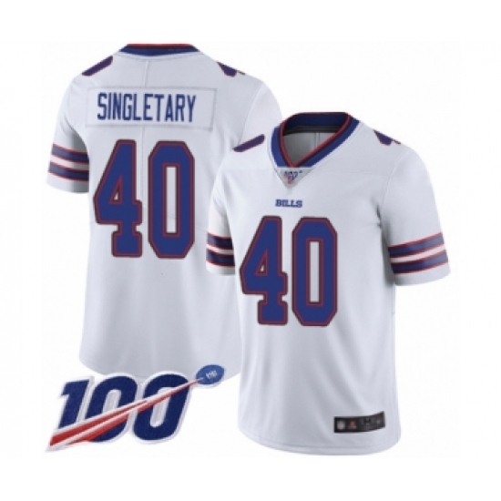 Men's Buffalo Bills 40 Devin Singletary White Vapor Untouchable Limited Player 100th Season Football Jersey