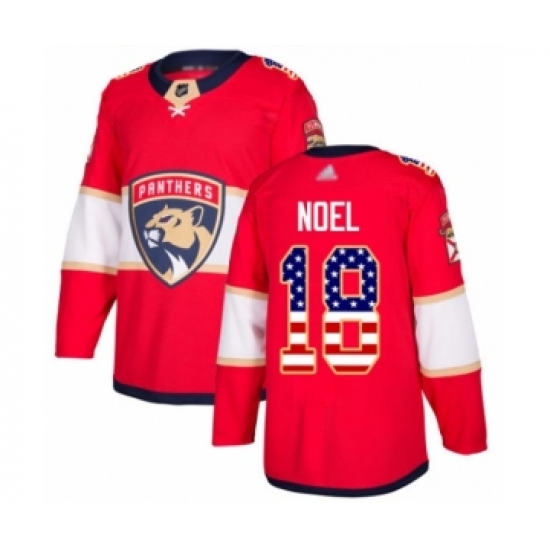 Men's Florida Panthers 18 Serron Noel Authentic Red USA Flag Fashion Hockey Jersey