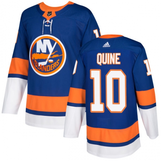 Men's Adidas New York Islanders 10 Alan Quine Authentic Royal Blue Home NHL Jersey