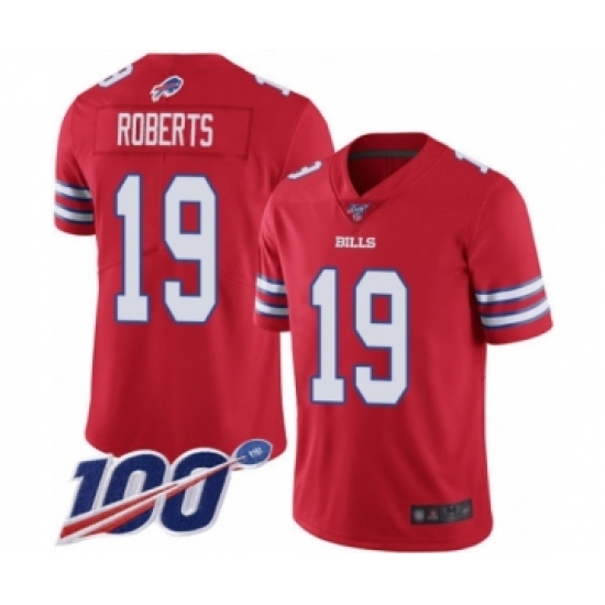 Men's Buffalo Bills 19 Andre Roberts Limited Red Rush Vapor Untouchable 100th Season Football Jersey