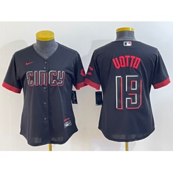 Women's Cincinnati Reds 19 Joey Votto Black 2023 City Connect Cool Base Stitched Jersey