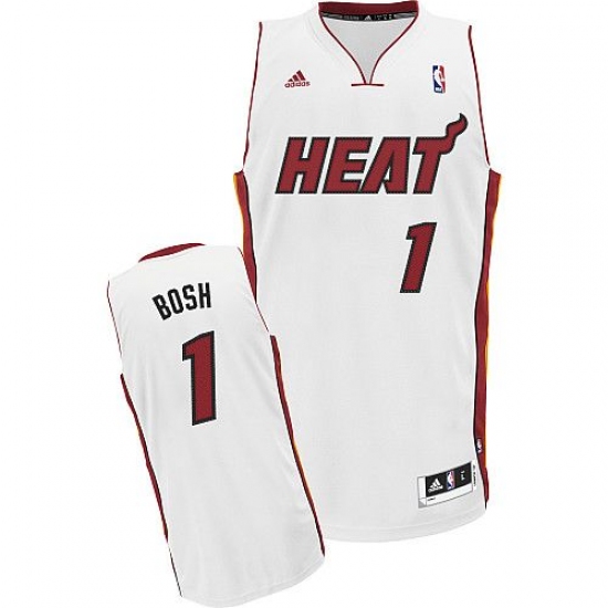 Youth Adidas Miami Heat 1 Chris Bosh Swingman White Home NBA Jersey