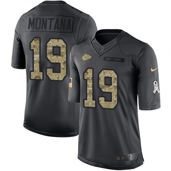 Men's Nike Kansas City Chiefs 19 Joe Montana Limited Black 2016 Salute to Service NFL Jersey