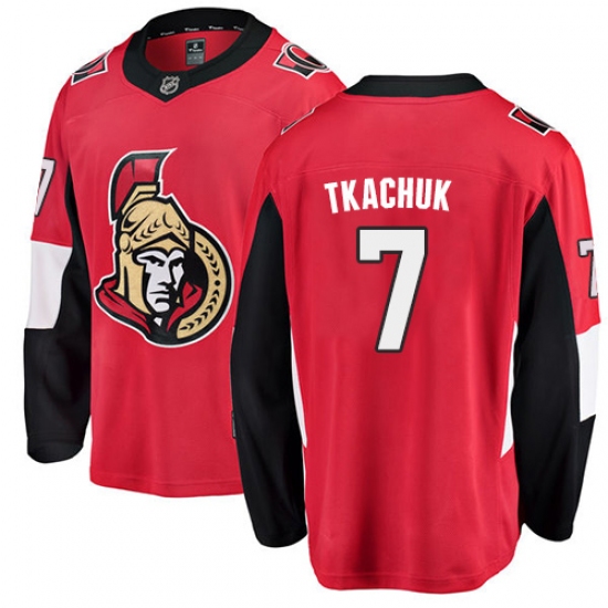 Men's Ottawa Senators 7 Brady Tkachuk Fanatics Branded Red Home Breakaway NHL Jersey