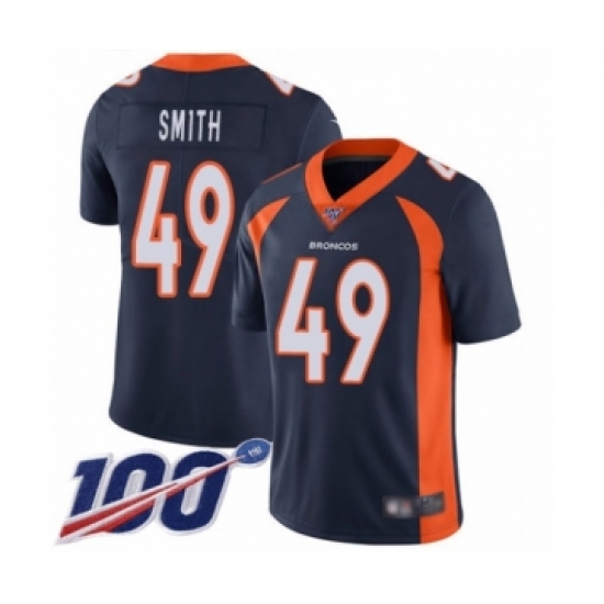Men's Denver Broncos 49 Dennis Smith Navy Blue Alternate Vapor Untouchable Limited Player 100th Season Football Jersey