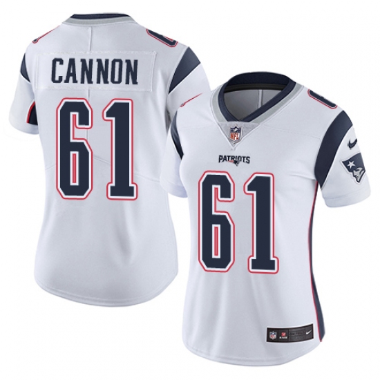 Women's Nike New England Patriots 61 Marcus Cannon White Vapor Untouchable Limited Player NFL Jersey