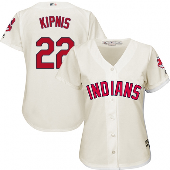 Women's Majestic Cleveland Indians 22 Jason Kipnis Replica Cream Alternate 2 Cool Base MLB Jersey