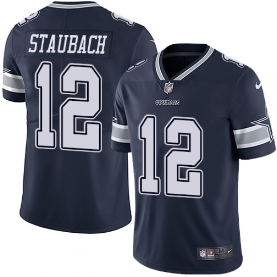 Youth Nike Dallas Cowboys 12 Roger Staubach Navy Blue Team Color Vapor Untouchable Limited Player NFL Jersey