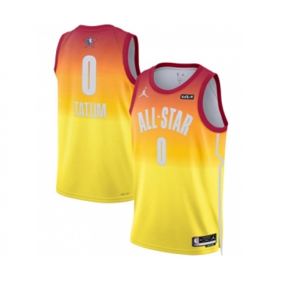 Men's 2023 All-Star 0 Jayson Tatum Orange Game Swingman Stitched Basketball Jersey