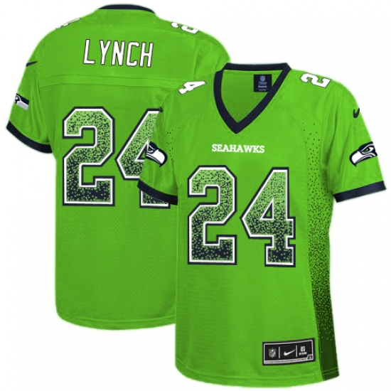 Women's Nike Seattle Seahawks 24 Marshawn Lynch Elite Green Drift Fashion NFL Jersey