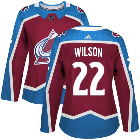 Women's Adidas Colorado Avalanche 22 Colin Wilson Premier Burgundy Red Home NHL Jersey