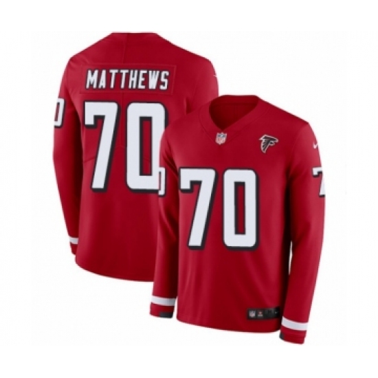 Youth Nike Atlanta Falcons 70 Jake Matthews Limited Red Therma Long Sleeve NFL Jersey