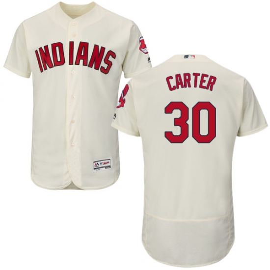 Men's Majestic Cleveland Indians 30 Joe Carter Cream Alternate Flex Base Authentic Collection MLB Jersey
