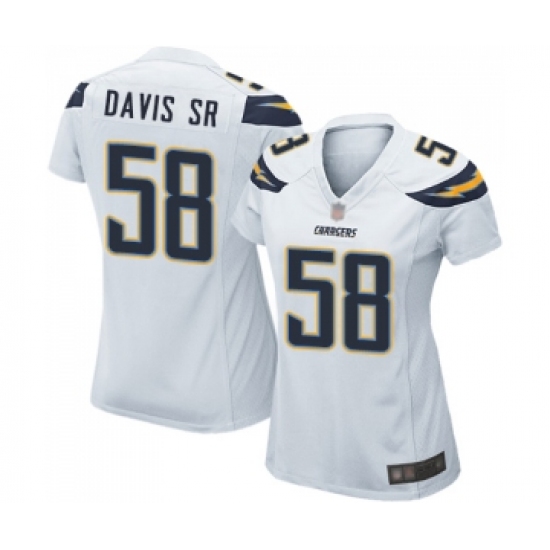 Women's Los Angeles Chargers 58 Thomas Davis Sr Game White Football Jersey
