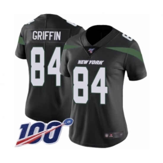 Women's New York Jets 84 Ryan Griffin Black Alternate Vapor Untouchable Limited Player 100th Season Football Jersey