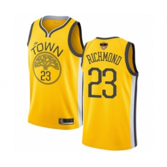 Men's Golden State Warriors 23 Mitch Richmond Yellow Swingman 2019 Basketball Finals Bound Jersey - Earned Edition