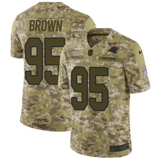 Youth Carolina Panthers 95 Derrick Brown Camo Stitched NFL Limited 2018 Salute To Service Jersey