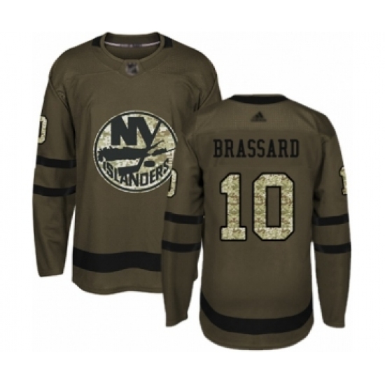 Youth New York Islanders 10 Derick Brassard Authentic Green Salute to Service Hockey Jersey