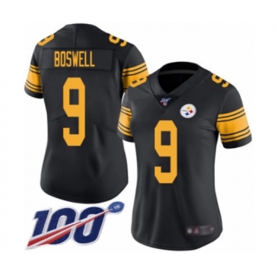 Women's Pittsburgh Steelers 9 Chris Boswell Limited Black Rush Vapor Untouchable 100th Season Football Jersey