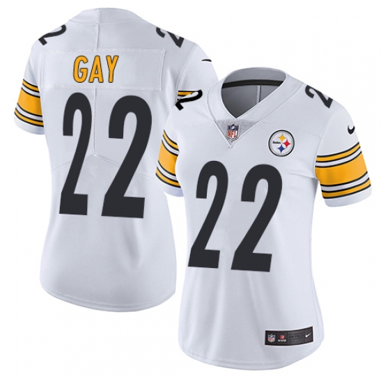 Women's Nike Pittsburgh Steelers 22 William Gay White Vapor Untouchable Limited Player NFL Jersey