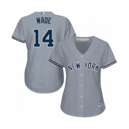 Women's New York Yankees 14 Tyler Wade Authentic Grey Road Baseball Player Jersey