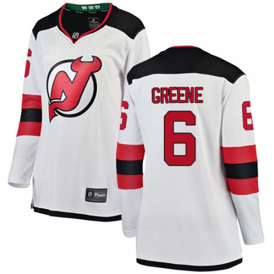 Women's New Jersey Devils 6 Andy Greene Fanatics Branded White Away Breakaway NHL Jersey