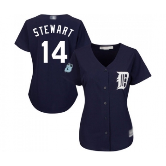 Women's Detroit Tigers 14 Christin Stewart Replica Navy Blue Alternate Cool Base Baseball Jersey