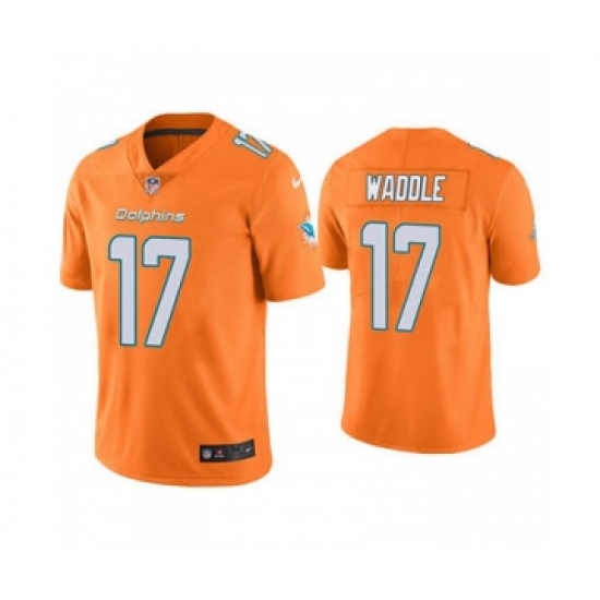 Men's Miami Dolphins 17 Jaylen Waddle Orange 2021 Vapor Untouchable Limited Jersey
