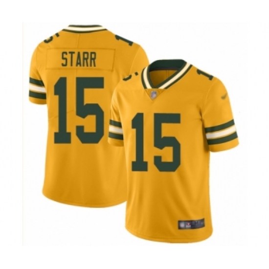 Men's Green Bay Packers 15 Bart Starr Limited Gold Inverted Legend Football Jersey