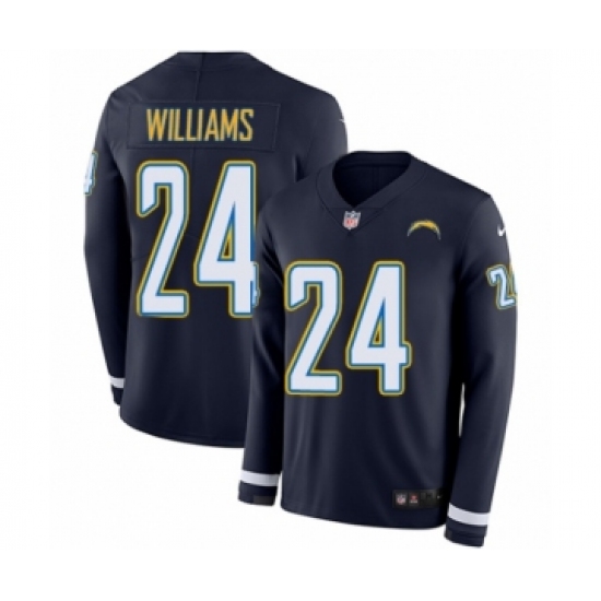 Men's Nike Los Angeles Chargers 24 Trevor Williams Limited Navy Blue Therma Long Sleeve NFL Jersey