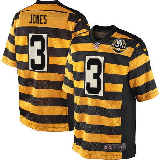 Men's Nike Pittsburgh Steelers 3 Landry Jones Game Yellow/Black Alternate 80TH Anniversary Throwback NFL Jersey