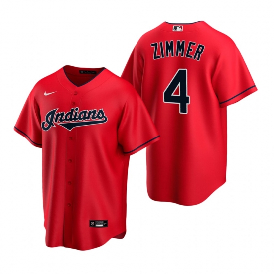 Men's Nike Cleveland Indians 4 Bradley Zimmer Red Alternate Stitched Baseball Jersey
