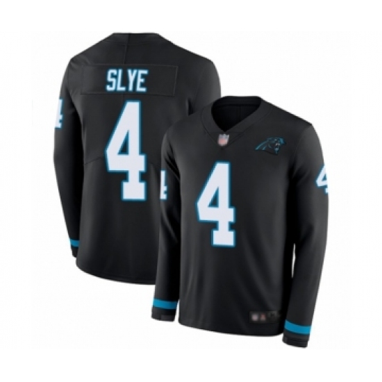 Men's Carolina Panthers 4 Joey Slye Limited Black Therma Long Sleeve Football Jersey